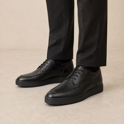 CMR CHAMARIPA 男士增高鞋 | 黑色馬臀皮商務休閒鞋 6 CM
