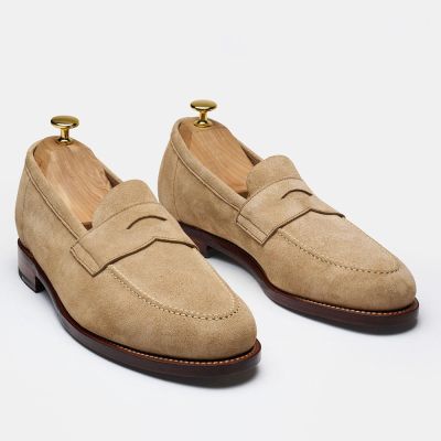 CMR CHAMARIPA 男士增高樂福鞋 | 沙色絨面革一腳蹬鞋 增高5公分/1.95英寸