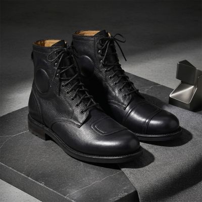 CMR CHAMARIPA 男士增高靴 | 黑色皮革機車靴 7 CM